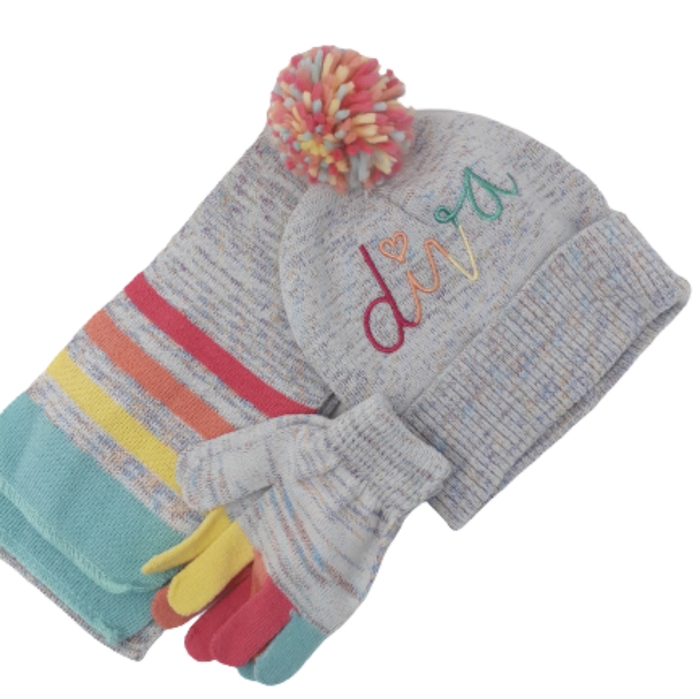NWT 3 Diva Scarf Glove Set